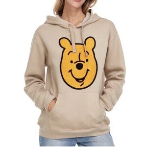 Disney Winnie the Pooh chenille patch comfy cozy Kidcore hoodie pockets unisex L